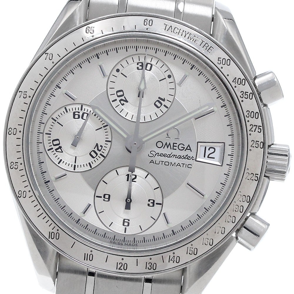 OMEGA Speedmaster 3513.30 mens automatic chronograph watch: OMEGA Speedmaster 3513.30 mens automatic chronograph watch OMEGA Speedmaster Date chronograph wristwatch with automatic movement and a silver dial. This men's watch features date, chronograph, and sma