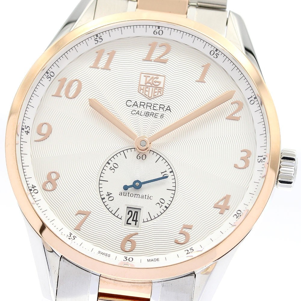 TAG Heuer Carrera WAS2151 automatic mens wristwatch steel rosewood: TAG Heuer Carrera WAS2151 automatic mens wristwatch steel rosewood TAG Heuer Carrera automatic men's wristwatch with a silver dial and stainless steel and pink rosewood construction. This watch featur