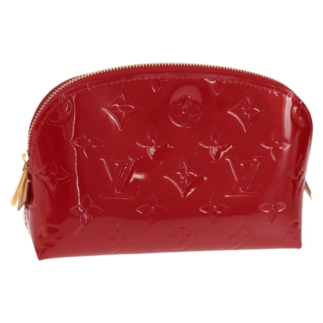 Louis Vuitton M90009 Vernis Cosmetic Pouch Rose Indian Patent Leather: Louis Vuitton M90009 Vernis Cosmetic Pouch Rose Indian Patent Leather Louis Vuitton Monogram Vernis cosmetic pouch in Rose Indian patent leather. This women's pouch includes a dust bag and is made in 