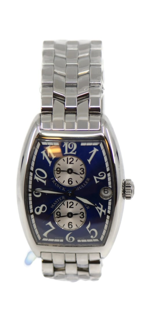 Franck Muller Master Banker Stainless Steel Watch 2852MB with Box and Papers: Franck Muller Master Banker Stainless Steel Watch 2852MB with Box and Papers Introducing the Franck Muller Master Banker wristwatch, a stunning timepiece crafted in stainless steel. This watch feature