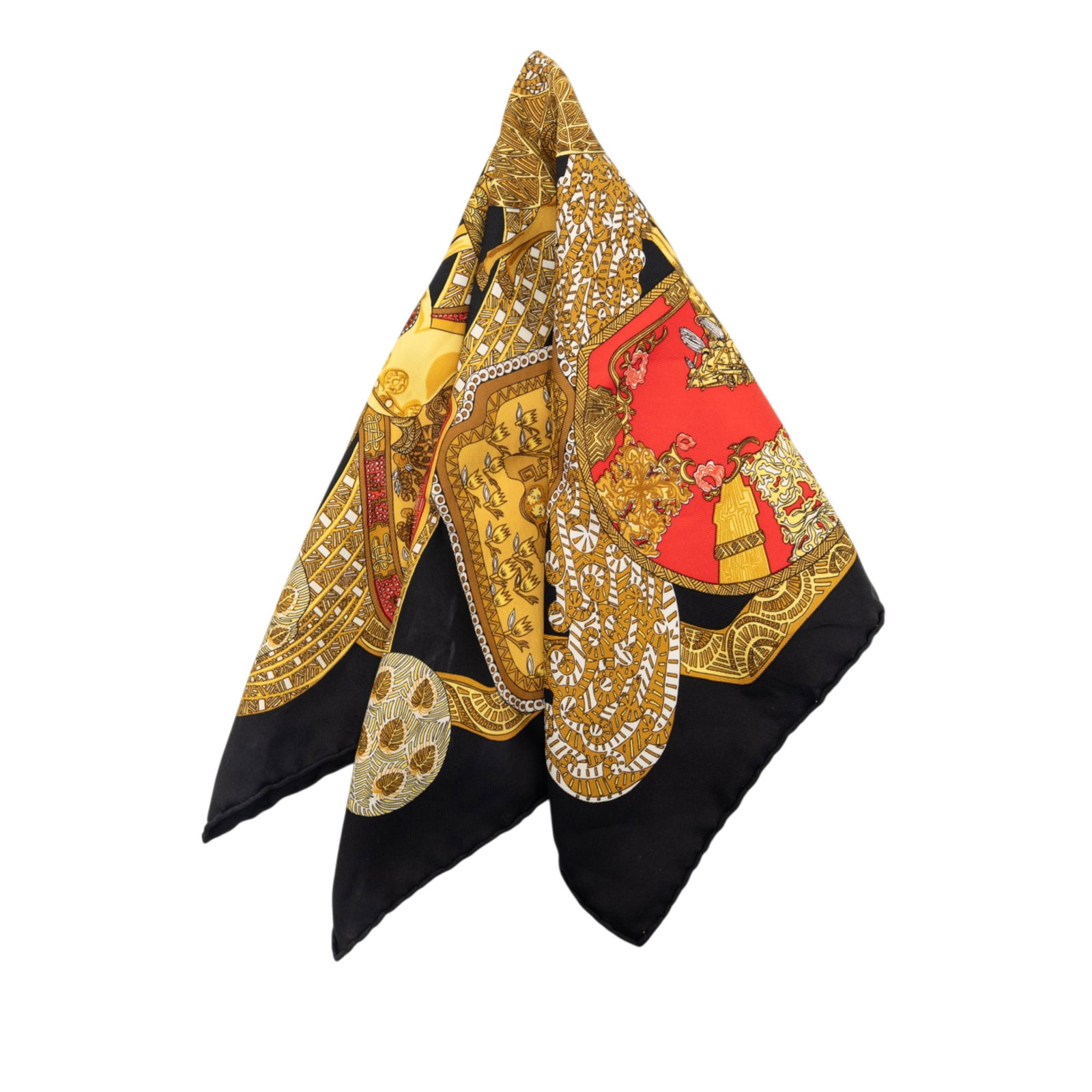 Hermes Art des Steppes silk scarf handkerchief black (1 of 7)