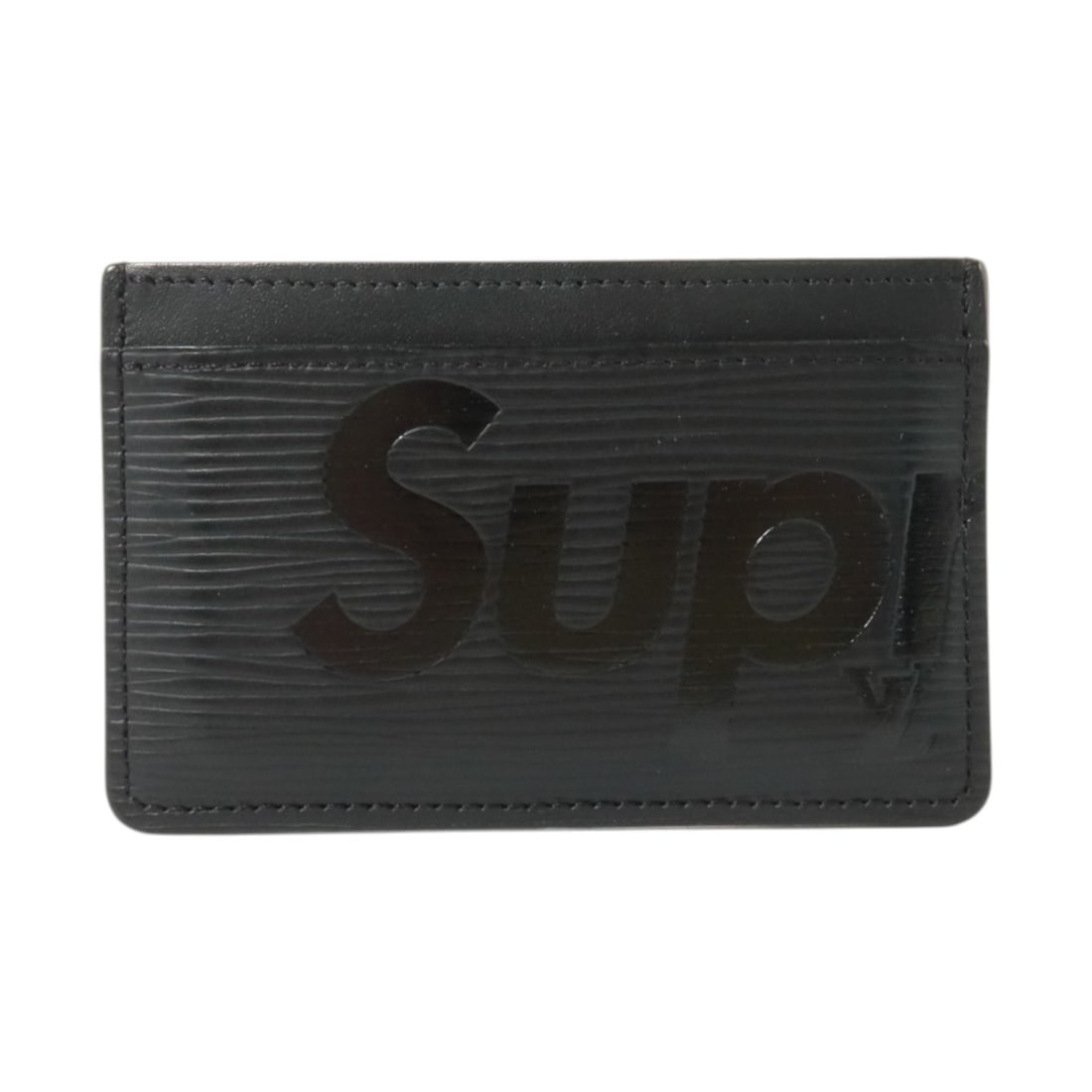 Louis Vuitton x Supreme M67753 Epi Leather Card Holder Black: Louis Vuitton x Supreme M67753 Epi Leather Card Holder Black Louis Vuitton LV x Supreme card case in black Epi and calfskin leather. This men's card holder features a compact profile with three card s