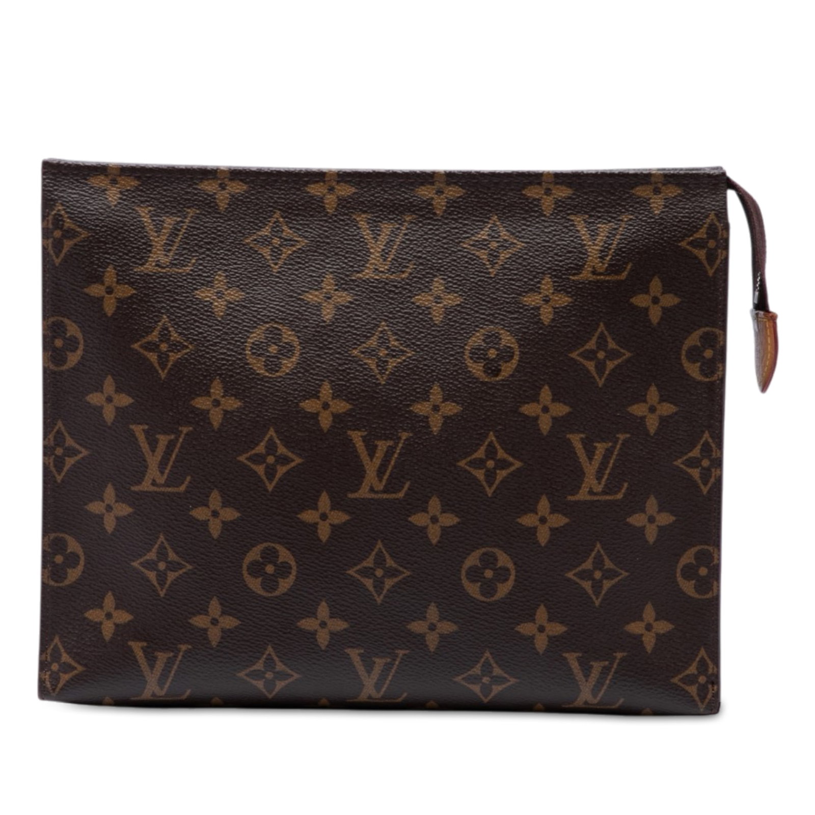 Louis Vuitton Monogram Canvas Toiletry Bag 26 Zip Pouch: Louis Vuitton Monogram Canvas Toiletry Bag 26 Zip Pouch Louis Vuitton Monogram Toiletry Pouch 26 in brown monogram canvas with a top zip closure. Made in Spain. Condition AB with stained exterior corn