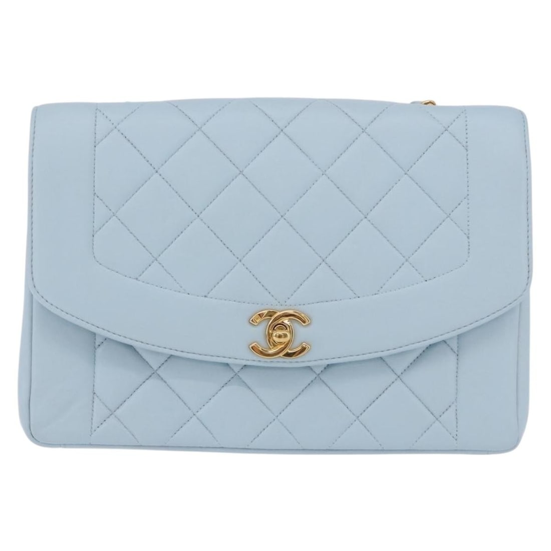Chanel Diana Flap Vintage Blue Leather Shoulder Bag: Chanel Diana Flap Vintage Blue Leather Shoulder Bag Vintage Chanel Diana Flap in blue quilted lambskin leather. This shoulder bag is made in France and remains in good overall condition, showing visib