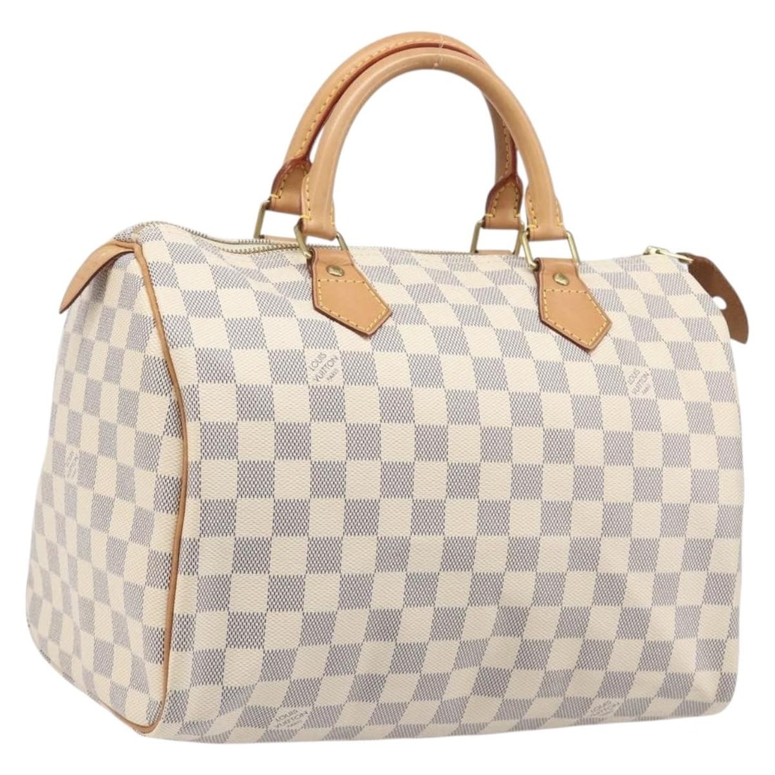 Louis Vuitton N41533 Speedy 30 Hand Bag Damier Azur Canvas: Louis Vuitton N41533 Speedy 30 Hand Bag Damier Azur Canvas Louis Vuitton Speedy 30 handbag in Damier Azur canvas with a dust bag included. Made in France, this women's handbag shows AB very good pre-o