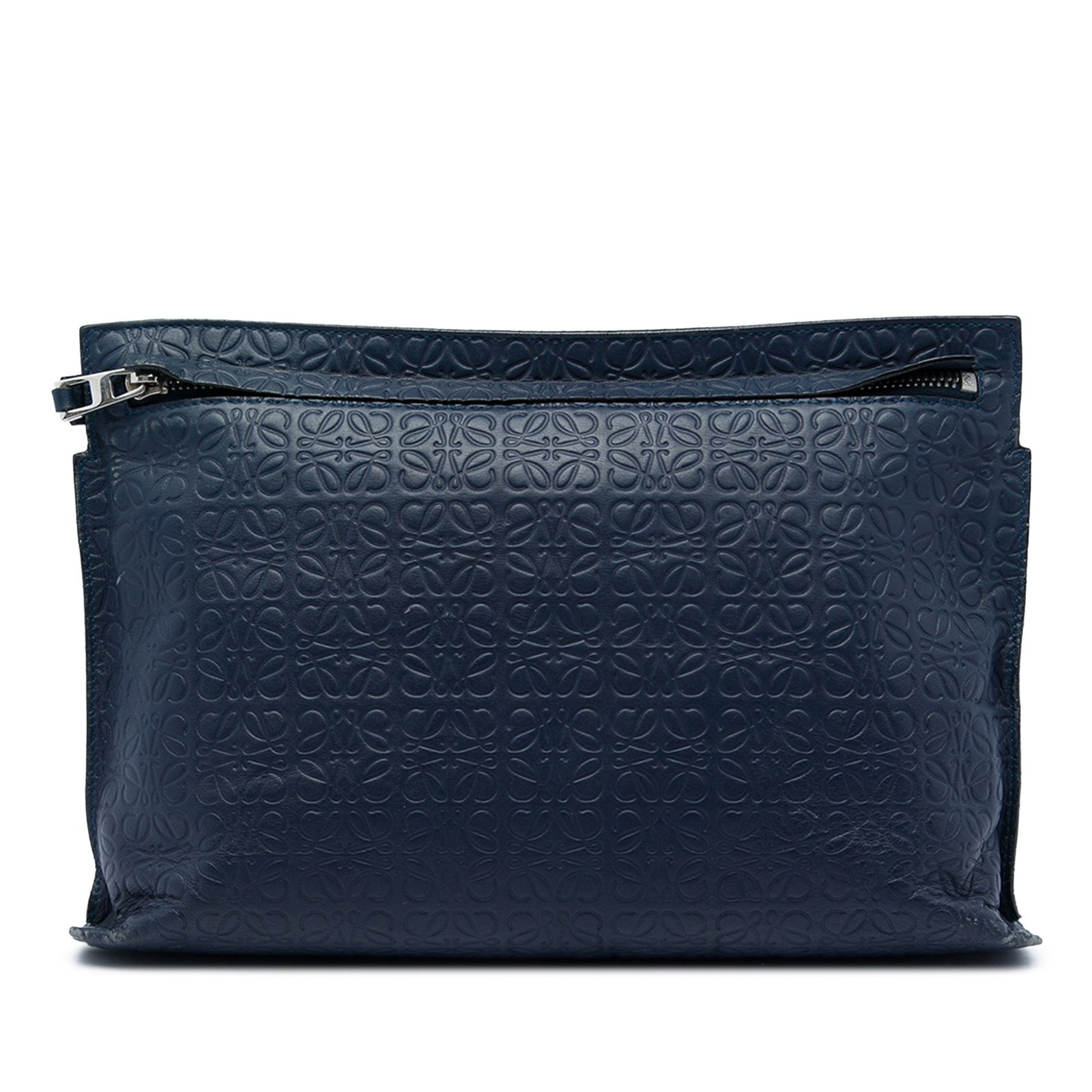 LOEWE Repeat T Clutch in Blue Embossed Anagram Leather (1 of 5)
