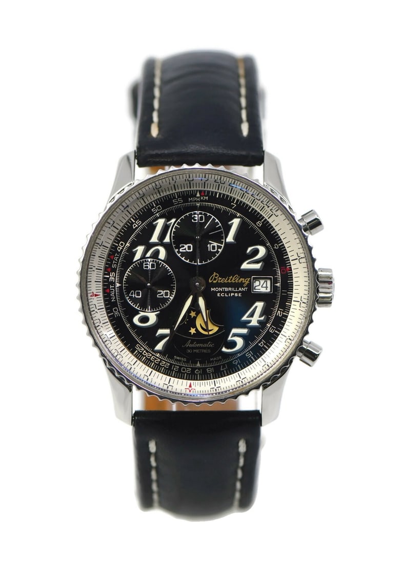 Breitling Montbrilliant Chronograph Stainless Steel Automatic Watch A43030: Breitling Montbrilliant Chronograph Stainless Steel Automatic Watch A43030 The Breitling Montbrilliant Chronograph is a sophisticated wristwatch that combines style and functionality. Featuring a mech
