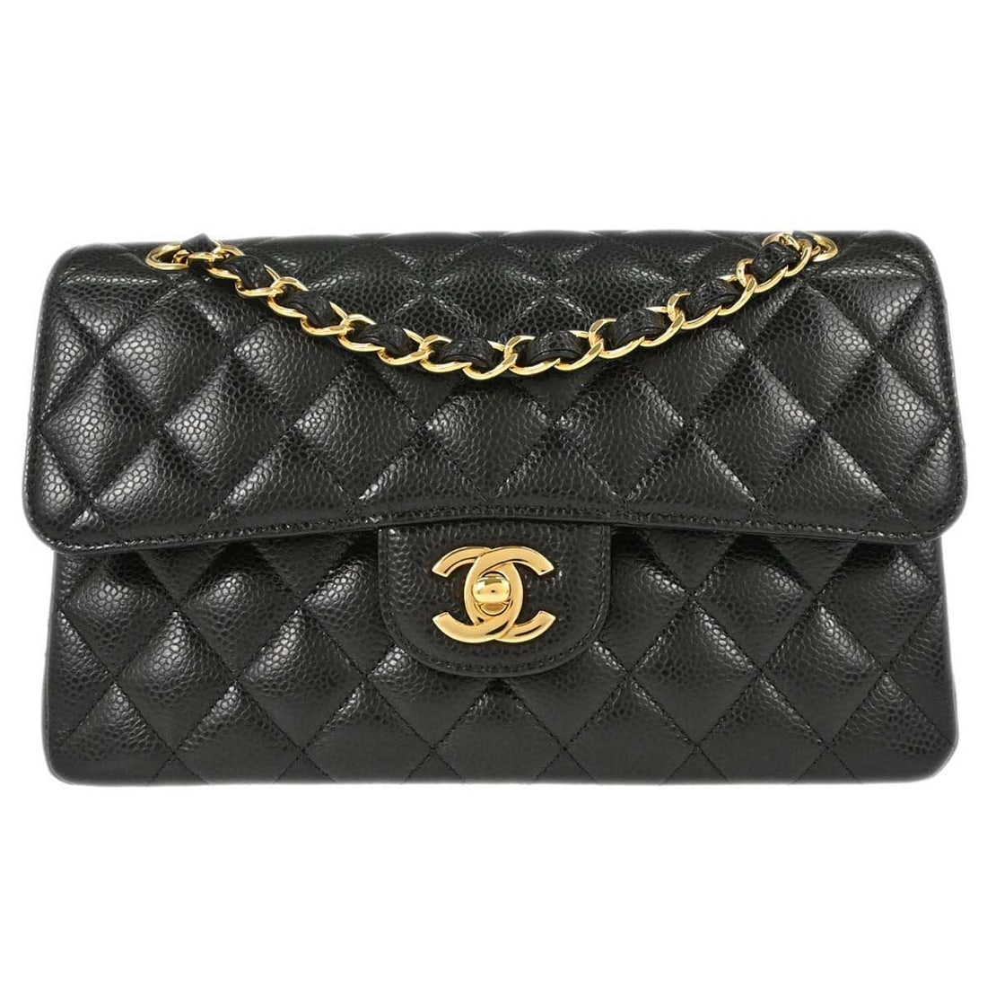 CHANEL Classic Double Flap Small Shoulder Bag Black Caviar Leather (1 of 15)