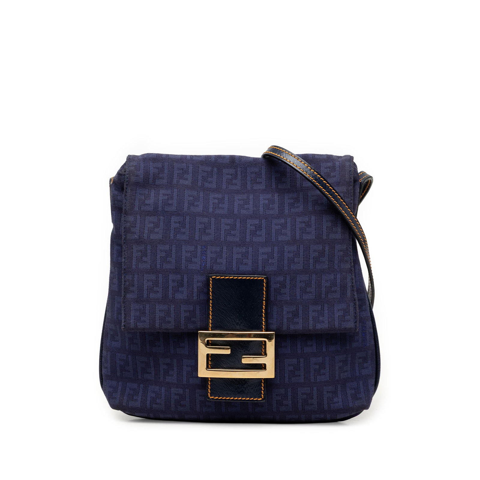 Fendi Zucchino Blue Canvas Crossbody Bag: Fendi Zucchino Blue Canvas Crossbody Bag Fendi Zucchino canvas crossbody bag with an adjustable flat leather strap, front flap with magnetic snap closure, and an interior slip pocket. Made in Italy, t