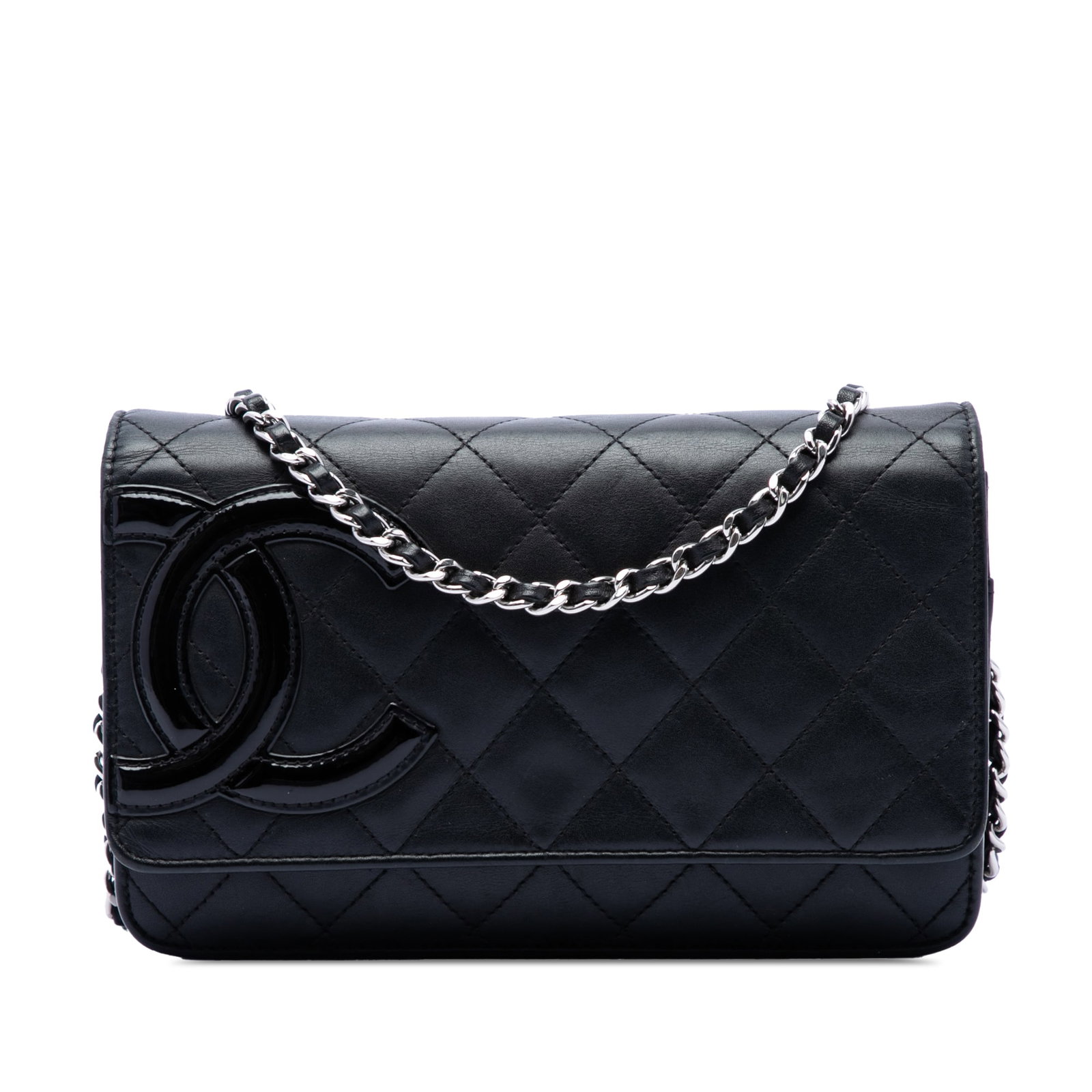 Chanel Cambon Ligne Quilted Lambskin Wallet on Chain: Chanel Cambon Ligne Quilted Lambskin Wallet on Chain A Chanel Wallet on Chain crafted in quilted lambskin leather with the Cambon Ligne design. It features a leather-woven chain strap, a front flap wi