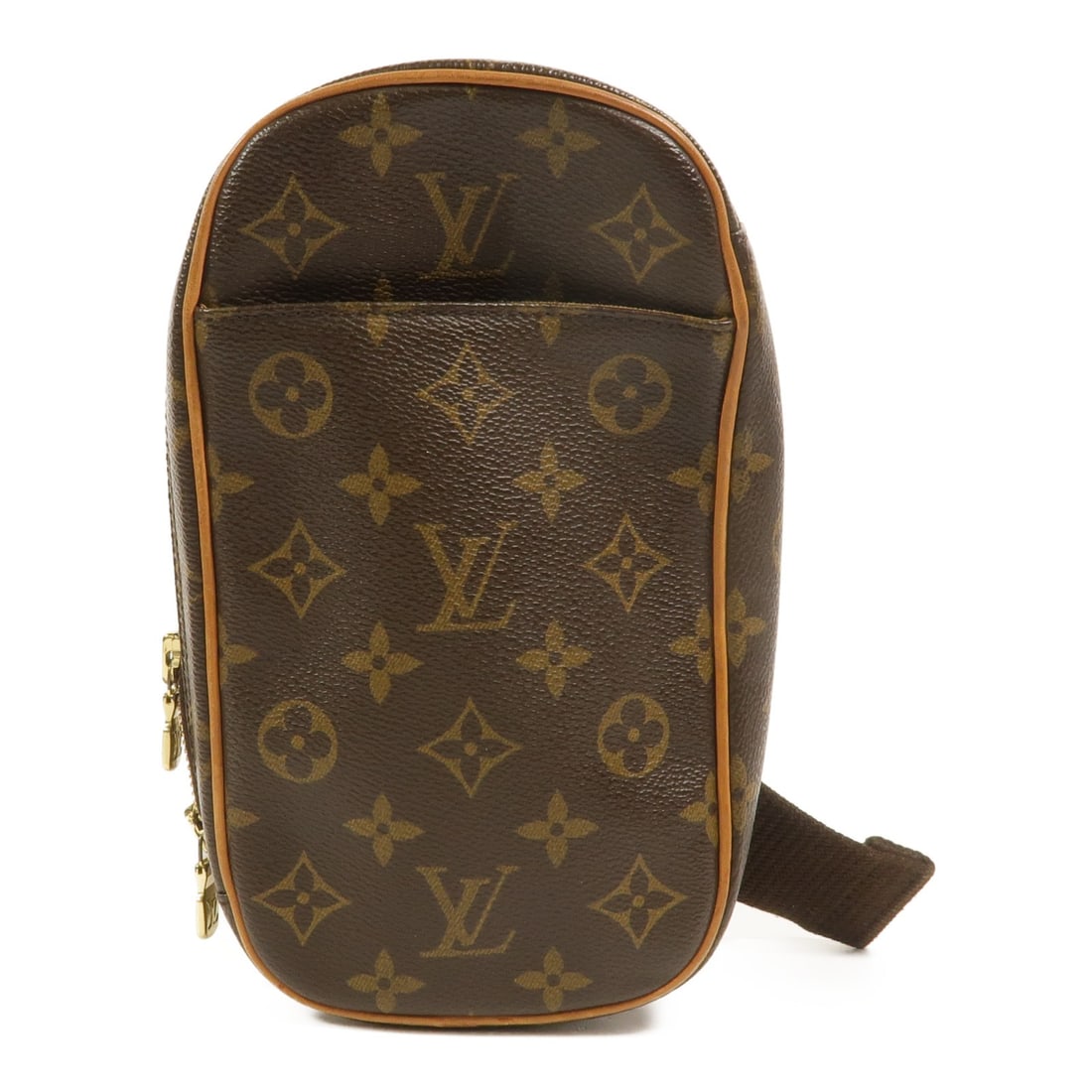 Louis Vuitton M51870 Pochette Gange Monogram Waist Shoulder Bag: Louis Vuitton M51870 Pochette Gange Monogram Waist Shoulder Bag A Louis Vuitton Pochette Gange waist bag/shoulder bag in brown Monogram and PVC coated canvas. It features a fastener pocket on the outs