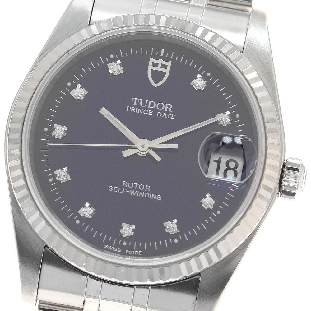 TUDOR Prince Date 74034 mens automatic wristwatch blue dial: TUDOR Prince Date 74034 mens automatic wristwatch blue dial TUDOR Prince Date automatic men's wristwatch with a blue dial, date display, and SS/WG case. This reference 74034 watch shows wear consisten