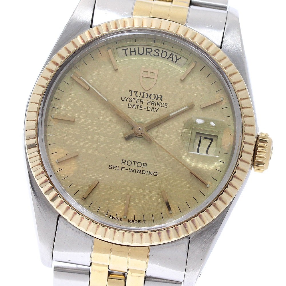 TUDOR Oyster Prince Date-Day Ref 94613 Automatic Mens Wristwatch: TUDOR Oyster Prince Date-Day Ref 94613 Automatic Mens Wristwatch TUDOR Oyster Prince Date-Day automatic men's wristwatch, reference 94613, with a gold-tone dial and day-date display. This watch-only o