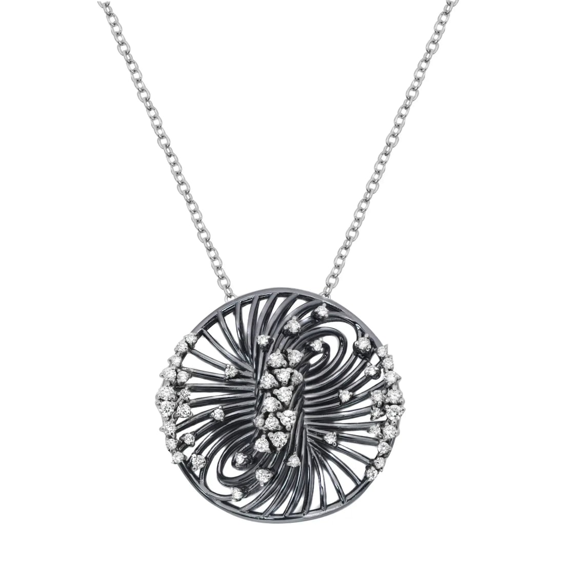 Giloro 18K White Gold Diamond Pendant Necklace 0.59Cttw 17 Inch: Giloro 18K White Gold Diamond Pendant Necklace 0.59Cttw 17 Inch Elevate your style with this exquisite Diamond Wire Pendant Necklace. Crafted from 18K coated white gold, this stunning piece features e