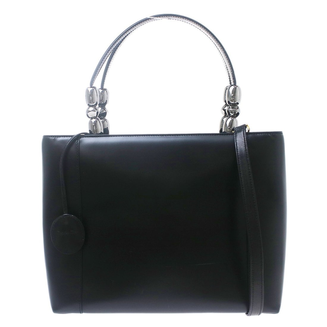 Dior Maris Pearl Black Leather Satchel with Shoulder Strap: Dior Maris Pearl Black Leather Satchel with Shoulder Strap Christian Dior Maris Pearl 2way handbag in black leather with a quilted design. This large satchel/top handle bag features a zip closure, dou