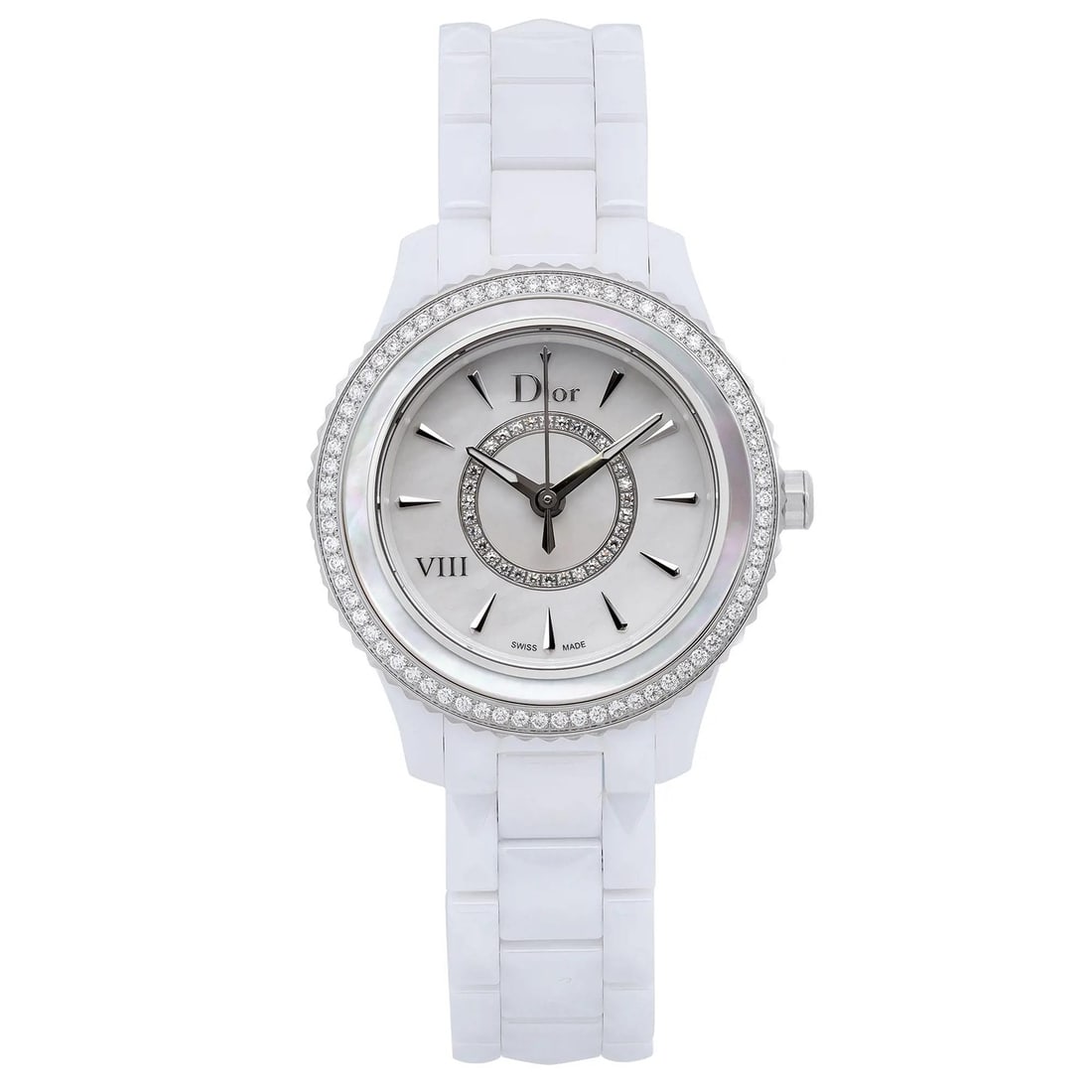 Christian Dior VIII 33mm Ceramic Diamond MOP Dial Ladies Watch CD1231E4C001 Luxury Timepiece: Christian Dior VIII 33mm Ceramic Diamond MOP Dial Ladies Watch CD1231E4C001 Luxury Timepiece Elevate your style with the Christian Dior VIII ladies' wristwatch, a luxurious timepiece crafted for elega