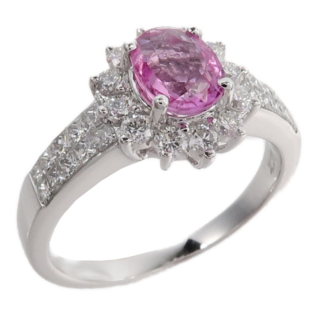 18K White Gold Ring with Pink Sapphire and Diamond Size 7.25 (1 of 9)