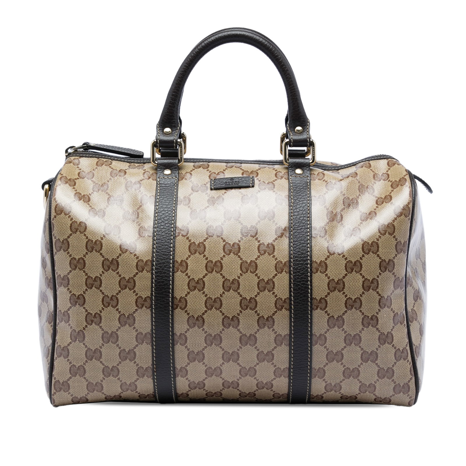 Gucci GG Crystal Joy Medium Boston Handbag Beige Canvas Leather Trim (1 of 5)