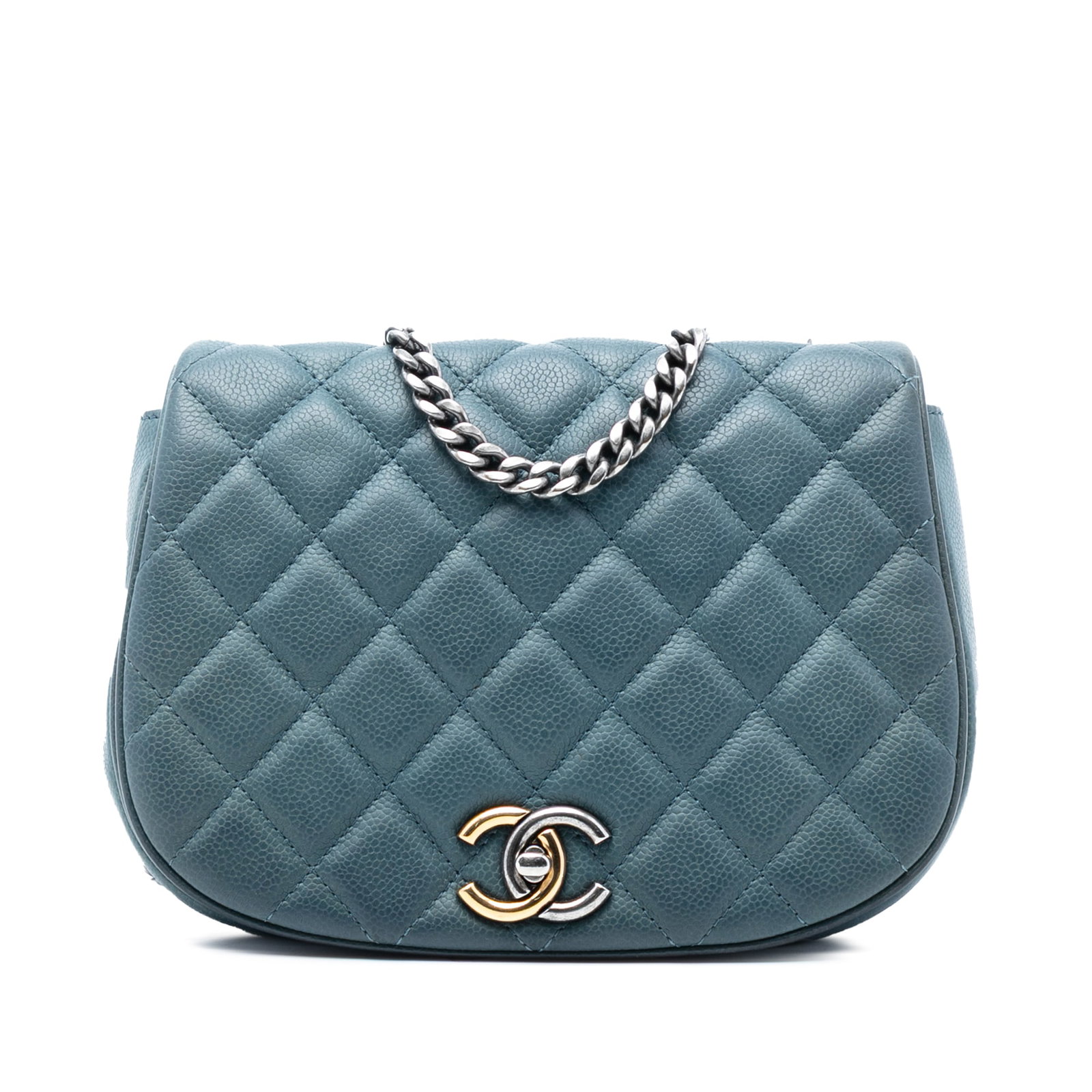 Chanel Casual Pocket Flap Small Blue Quilted Caviar Leather Bag: Chanel Casual Pocket Flap Small Blue Quilted Caviar Leather Bag Small Chanel Casual Pocket Flap bag crafted in quilted blue caviar leather. It features a chain link strap with a leather guard, a flap 