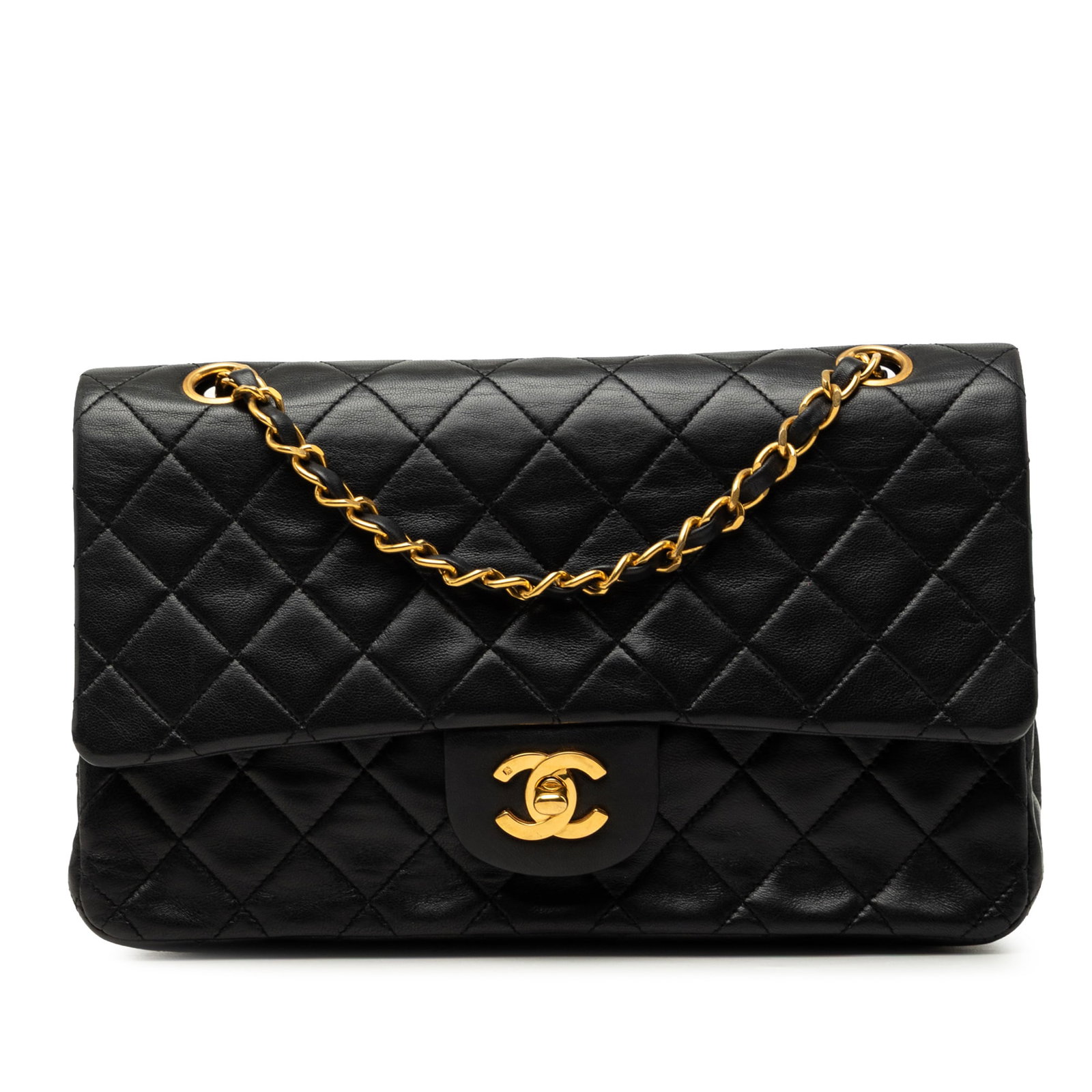 Chanel Medium Classic Double Flap Shoulder Bag Black Lambskin (1 of 7)