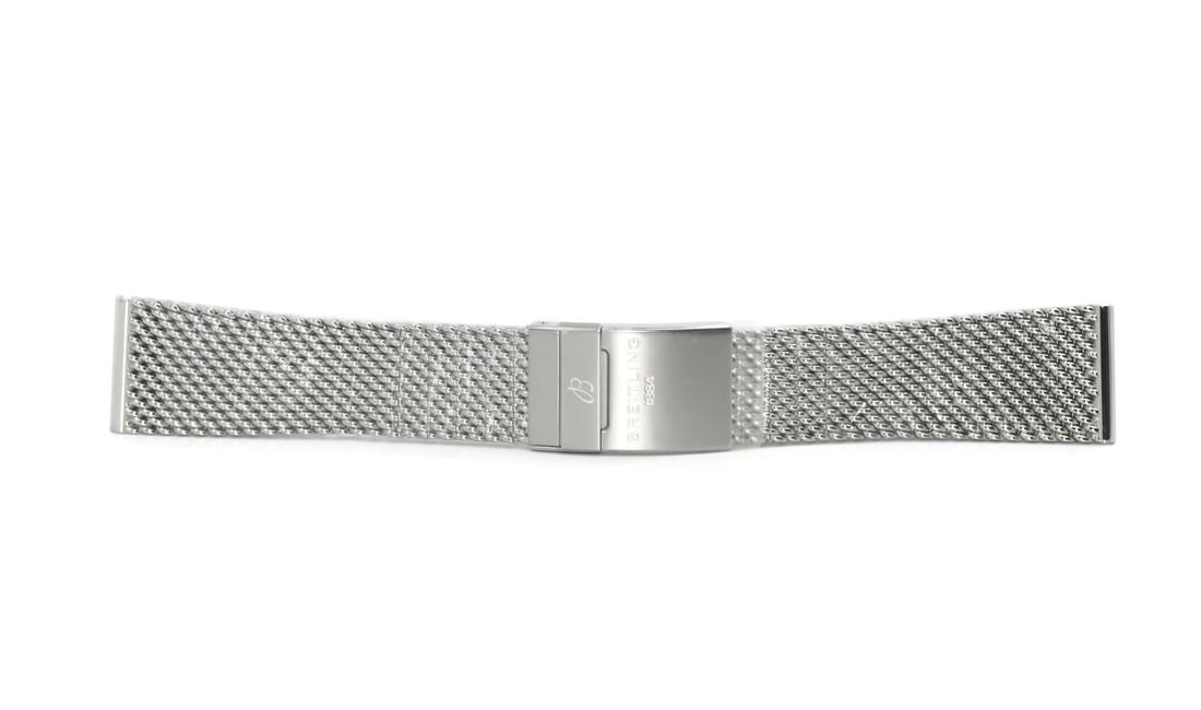 Breitling Superocean Heritage 24mm Stainless Steel Watch Bracelet: Breitling Superocean Heritage 24mm Stainless Steel Watch Bracelet Pre-owned Breitling stainless steel mesh bracelet designed for wristwatches, compatible with the Breitling Superocean Heritage. Finish