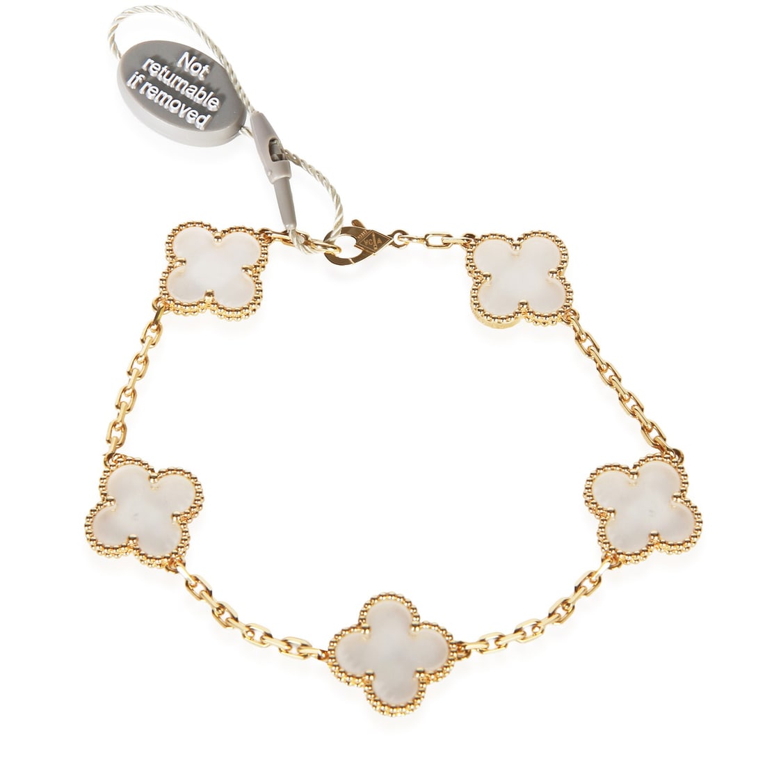 Van Cleef Arpels Vintage Alhambra Rock Crystal 18k Gold Bracelet (1 of 4)