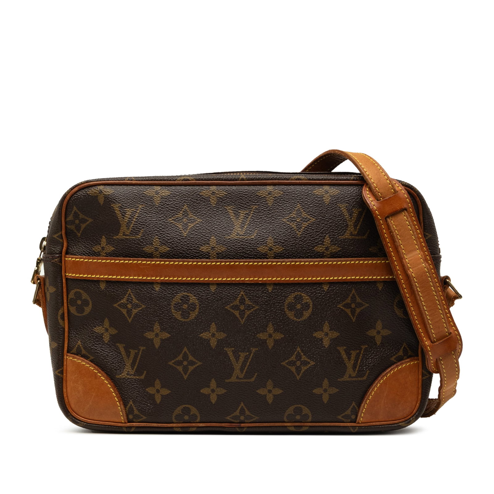 Louis Vuitton Trocadero 27 Monogram Shoulder Bag Brown: Louis Vuitton Trocadero 27 Monogram Shoulder Bag Brown A Louis Vuitton Monogram Trocadero 27 shoulder bag crafted with a monogram canvas body and leather trim. It features an adjustable flat shoulder 