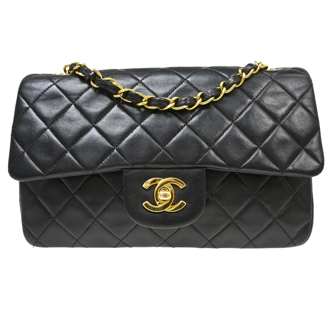 Chanel Classic Double Flap Black Leather Handbag 23cm (1 of 15)