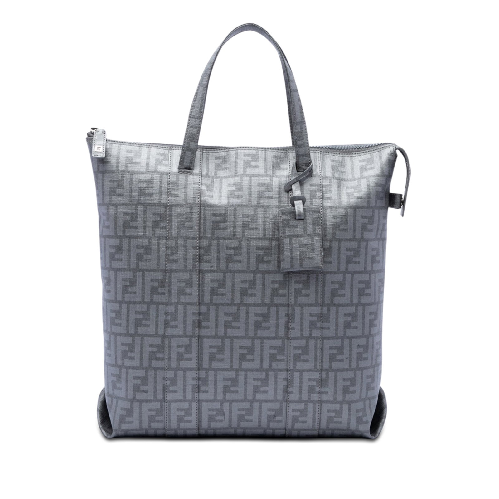 Fendi Zucca Spalmati Gray Coated Canvas Zip Tote Bag: Fendi Zucca Spalmati Gray Coated Canvas Zip Tote Bag Fendi Zucca Spalmati tote bag with a coated canvas body, flat coated canvas handles, top zip closure, and interior slip pockets. Includes dust bag.
