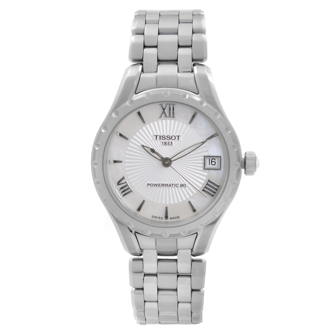 Tissot Lady 80 automatic womens watch white MOP dial steel bracelet (1 of 6)