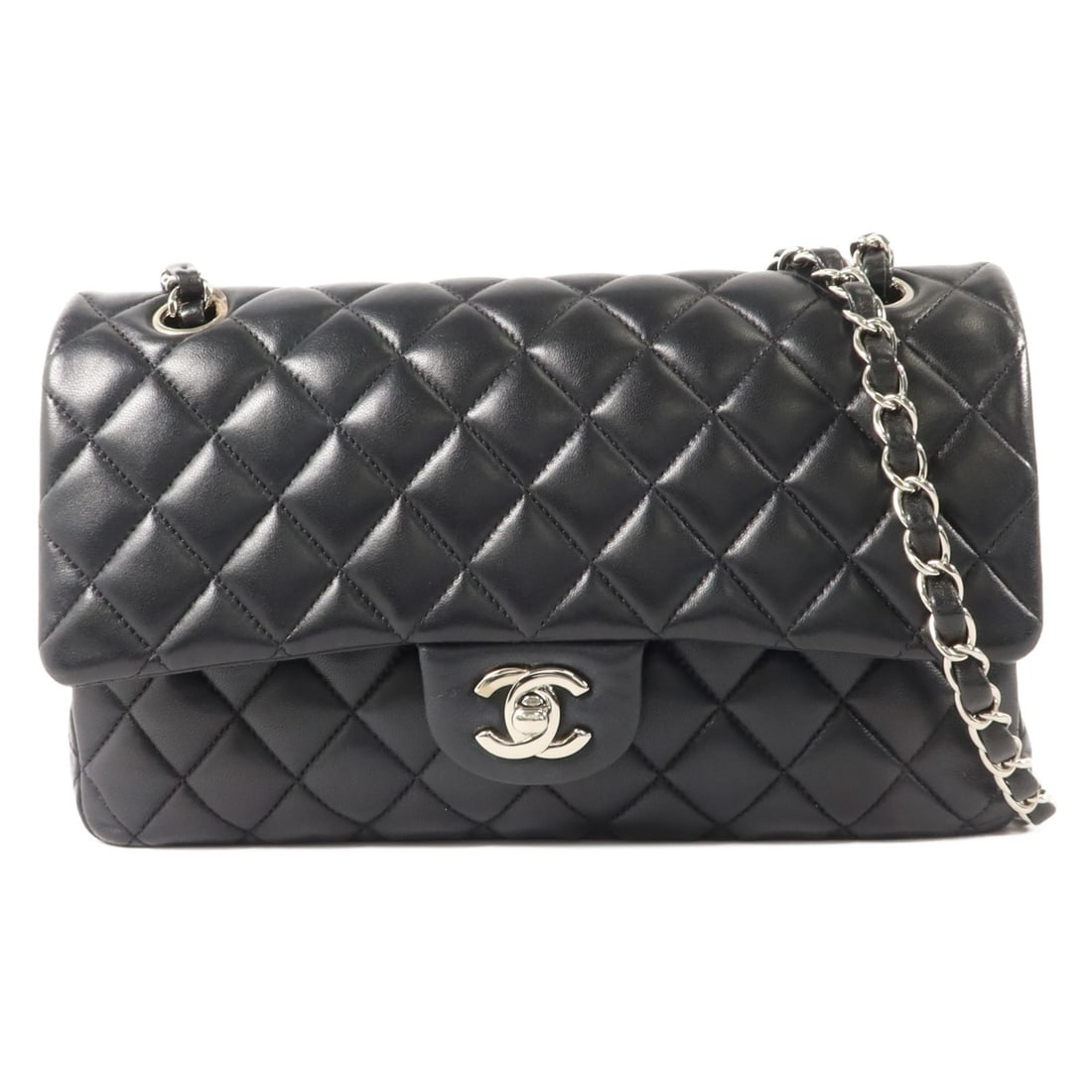 CHANEL Classic 25 Lambskin Shoulder Bag Black CC SHW: CHANEL Classic 25 Lambskin Shoulder Bag Black CC SHW Classic 25 chain shoulder bag in black lambskin leather with a CC turn-lock closure and shoulder strap. Made for women, this shoulder bag features 