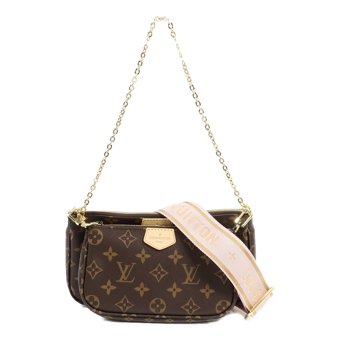 Louis Vuitton M44840 Multi Pochette Accessoires Monogram 2 Way Shoulder Bag: Louis Vuitton M44840 Multi Pochette Accessoires Monogram 2 Way Shoulder Bag Louis Vuitton Multi Pochette Accessoires 2-way shoulder bag in brown Monogram PVC coated canvas. This women's bag features a