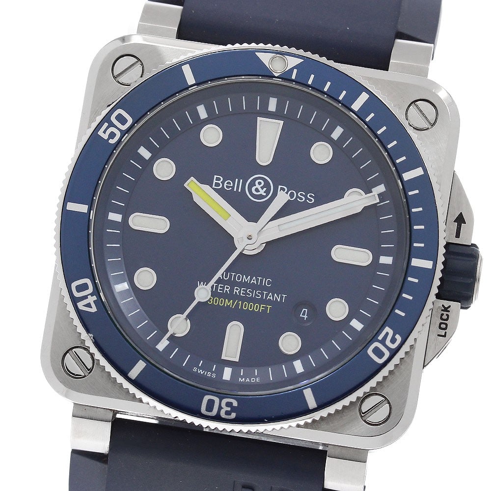 Bell&Ross BR03-92-DIV mens automatic date wristwatch stainless steel: Bell&Ross BR03-92-DIV mens automatic date wristwatch stainless steel Bell&Ross BR03-92-DIV men's wristwatch with automatic movement and date function. This Swiss-made watch features a stainless steel 