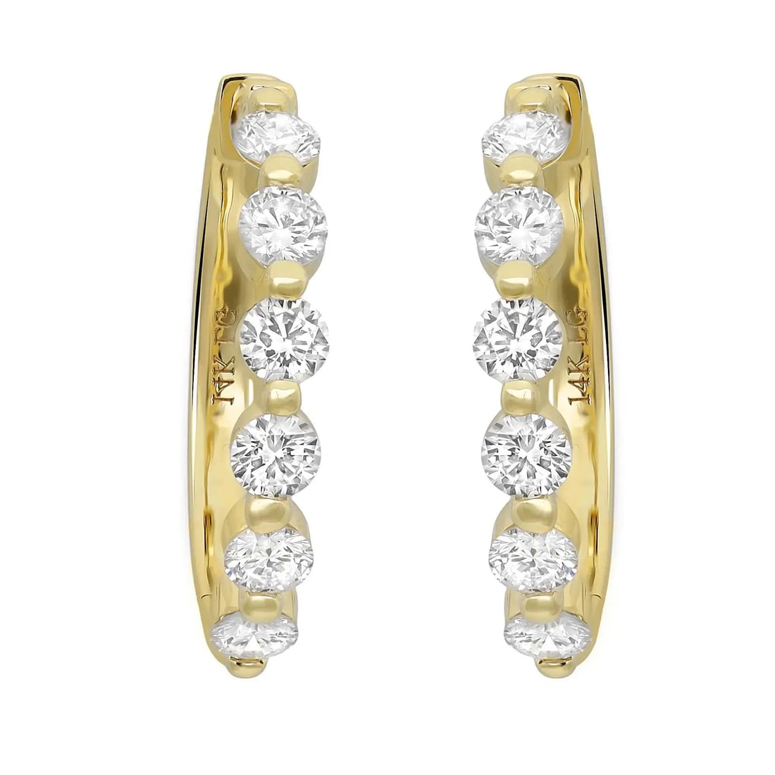 Rachel Koen 14K Yellow Gold Huggie Earrings with 1.06 ctw Lab Grown Diamonds (1 of 4)