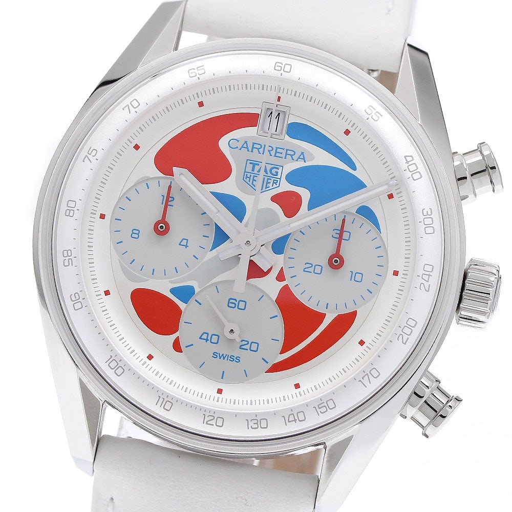 TAG Heuer Carrera CBS221C men's automatic chronograph watch limited edition: TAG Heuer Carrera CBS221C men's automatic chronograph watch limited edition TAG Heuer Carrera Chronograph Expo2025 Osaka Limited Edition men's wristwatch with automatic movement and a silver dial. Thi