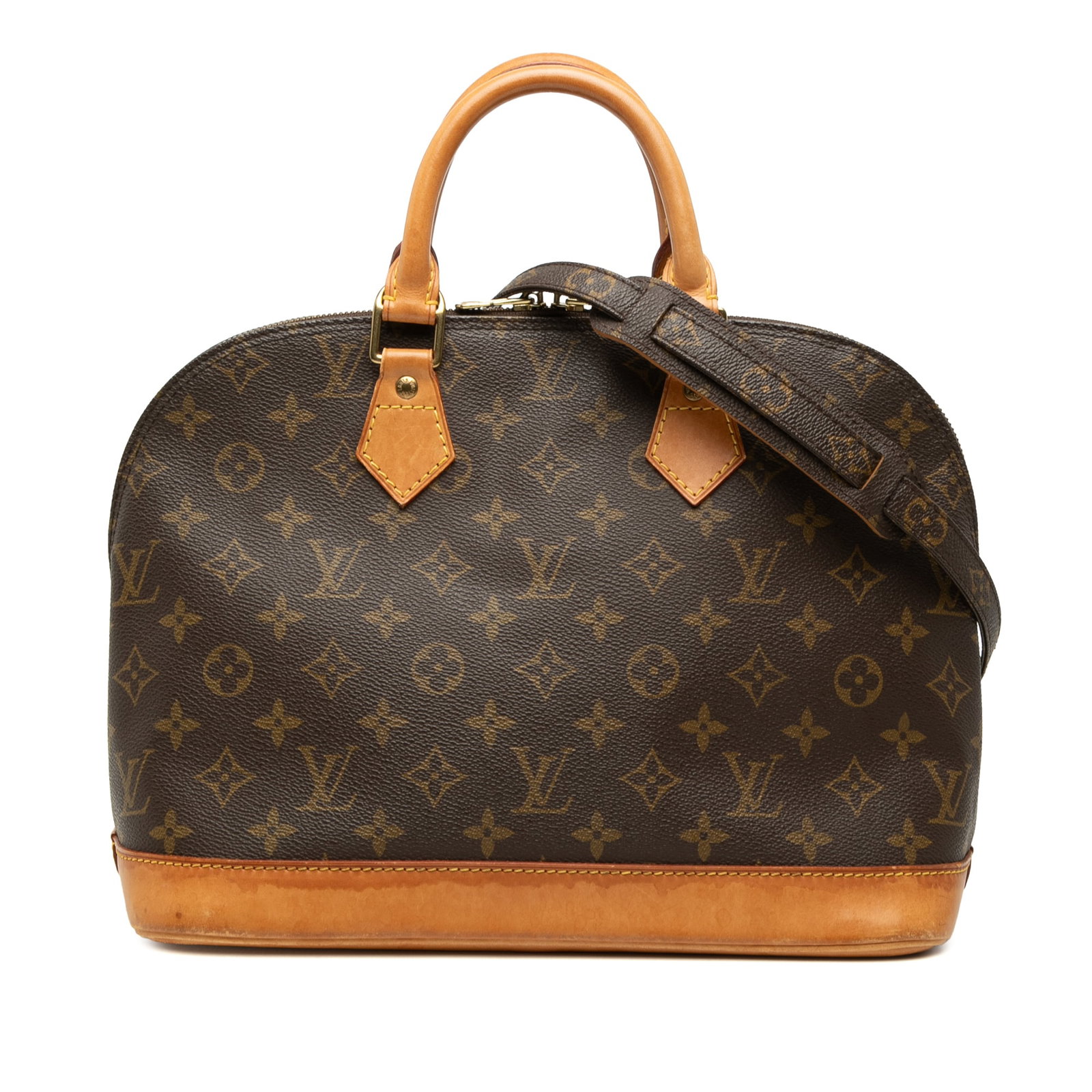 Louis Vuitton Alma PM Monogram Canvas Satchel Bag: Louis Vuitton Alma PM Monogram Canvas Satchel Bag Louis Vuitton Monogram Alma PM handbag crafted with a monogram canvas body and vachetta leather trim. It features rolled vachetta leather handles, a d