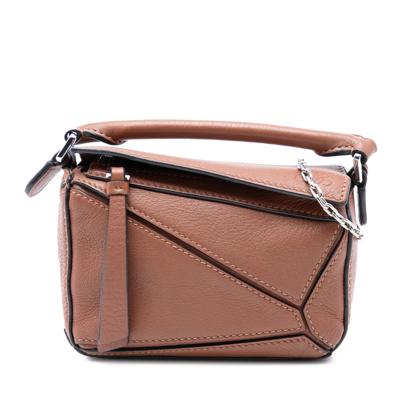 LOEWE Nano Puzzle Satchel Brown Calfskin Leather Bag (1 of 7)