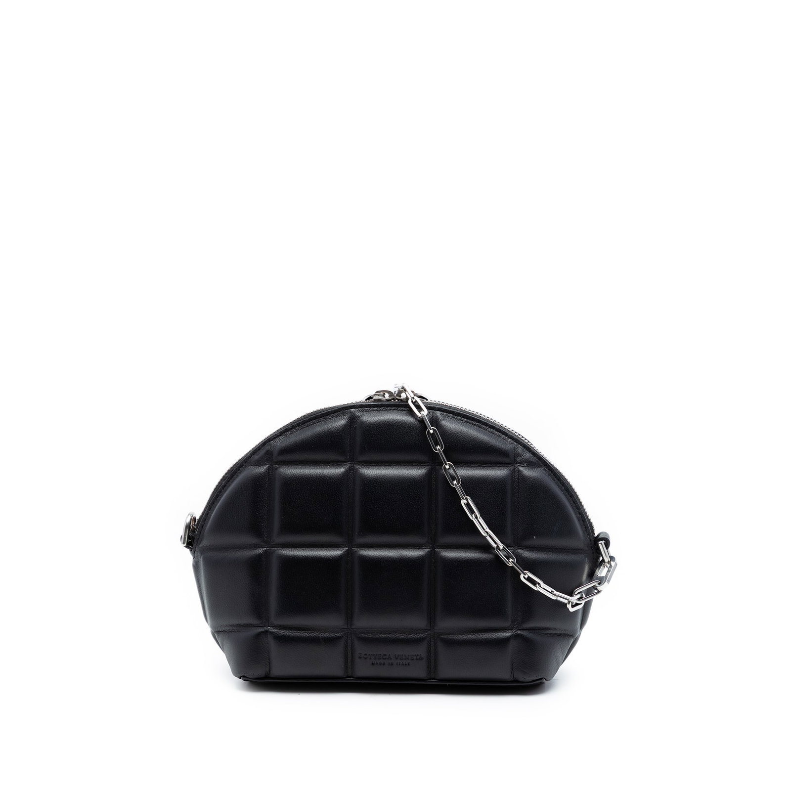 Bottega Veneta Half Moon Mini Padded Nappa Leather Crossbody Bag: Bottega Veneta Half Moon Mini Padded Nappa Leather Crossbody Bag Mini Bottega Veneta Half Moon crossbody bag in padded quilted nappa leather with a silver-tone chain link shoulder strap. The bag featu