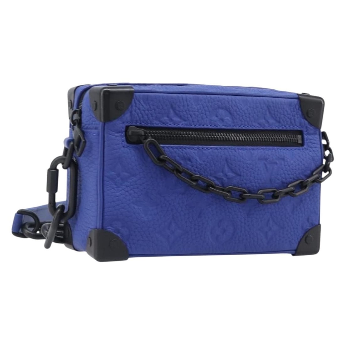 Louis Vuitton M82558 Clemence Mini Soft Trunk Blue Shoulder Bag: Louis Vuitton M82558 Clemence Mini Soft Trunk Blue Shoulder Bag Louis Vuitton Clemence Mini Soft Trunk shoulder bag in blue Monogram canvas. This women's bag includes a dust bag and is made in France.