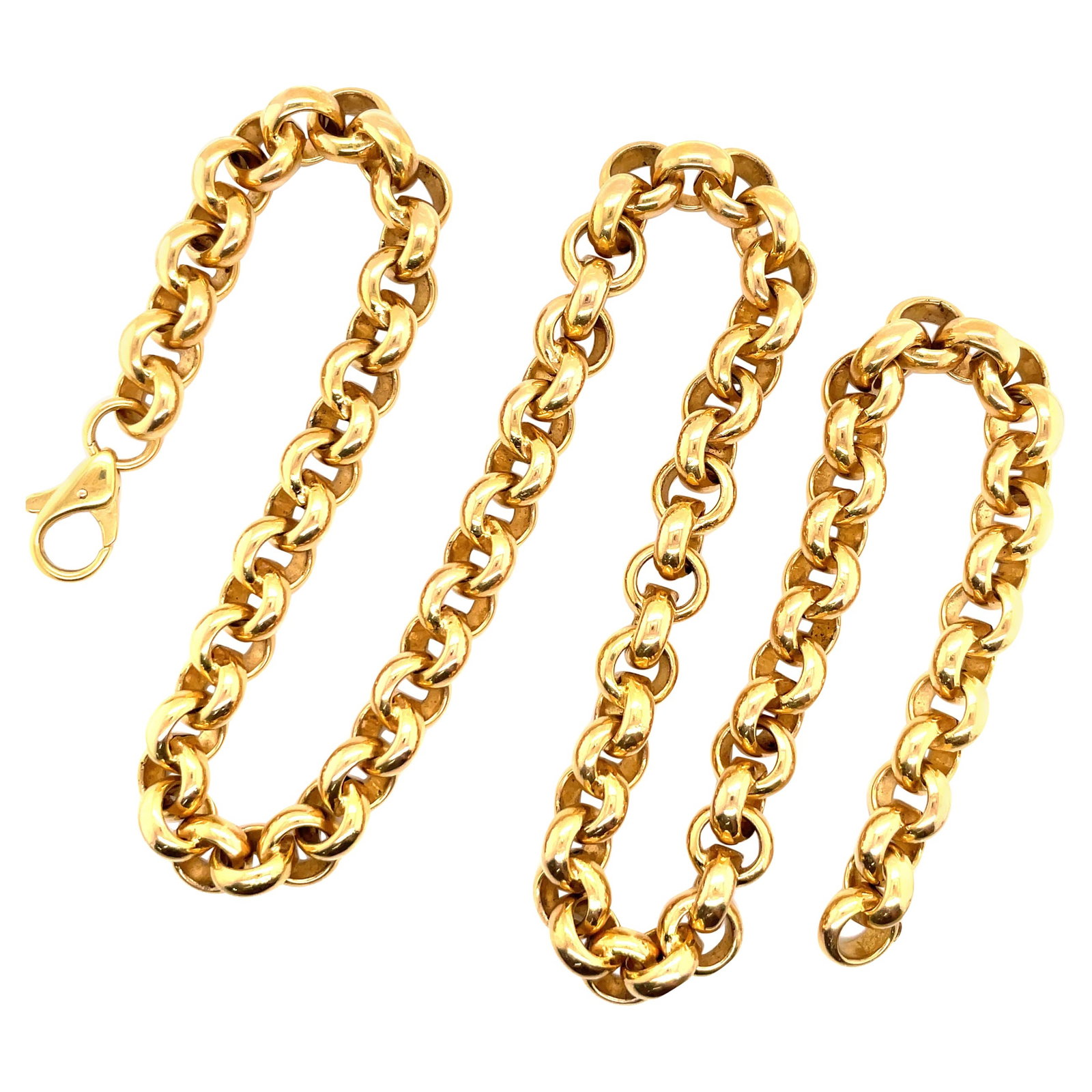 UnoAErre 14K Yellow Gold Rolo Link Necklace 68.9 Grams Made in Italy (1 of 18)