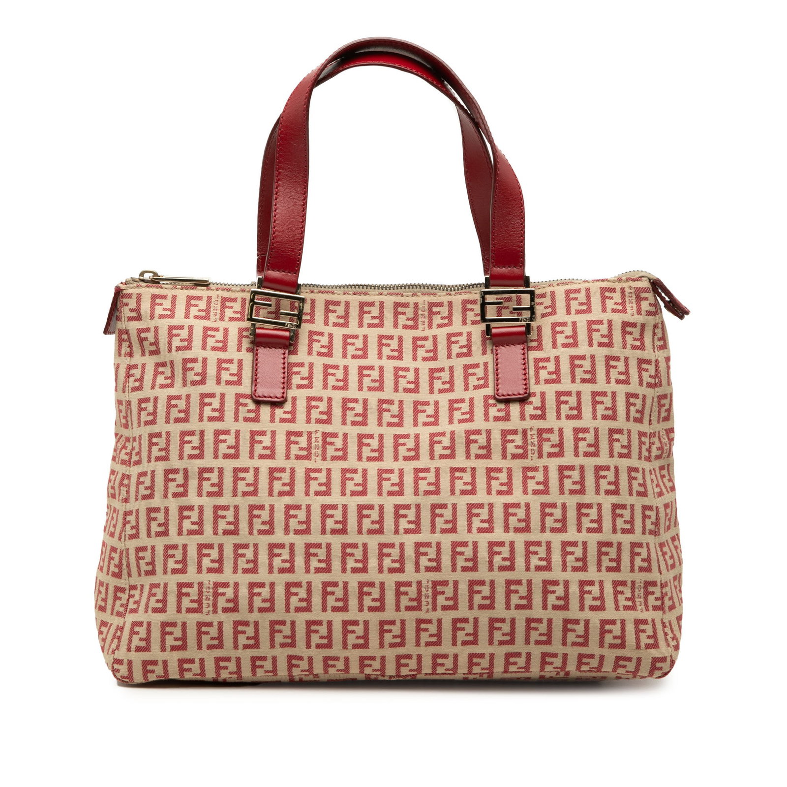 Fendi Zucchino Tote Bag in Beige Canvas: Fendi Zucchino Tote Bag in Beige Canvas Fendi Zucchino canvas tote in beige with flat leather handles, a top zip closure, and an interior slip pocket. Made in Italy. Condition is rated B+ with noted w
