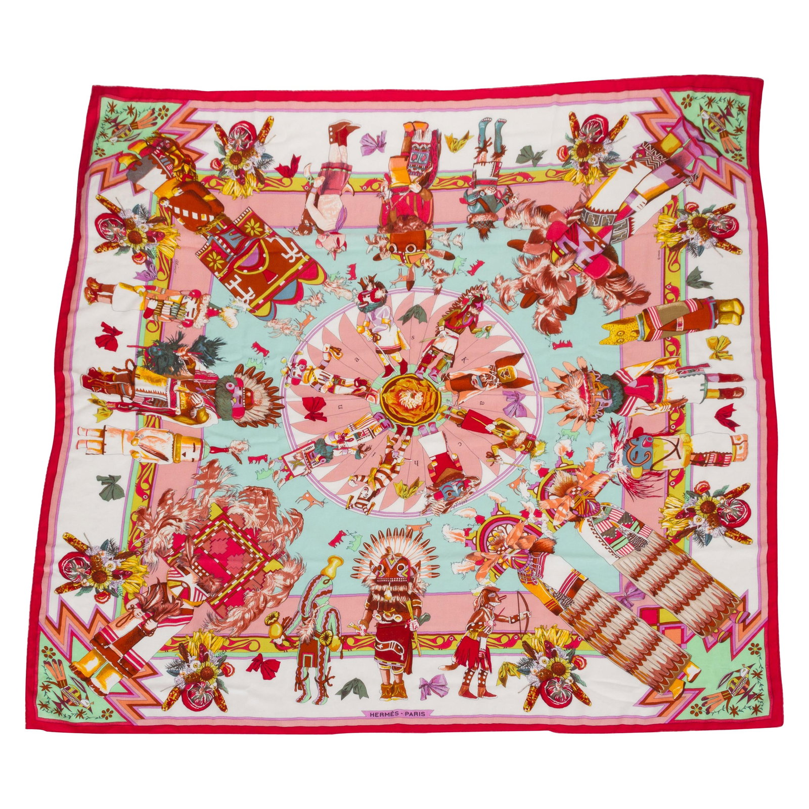 Hermes Kachinas Pink 55 Inch Cashmere Silk Shawl by Kermit Oliver (1 of 4)