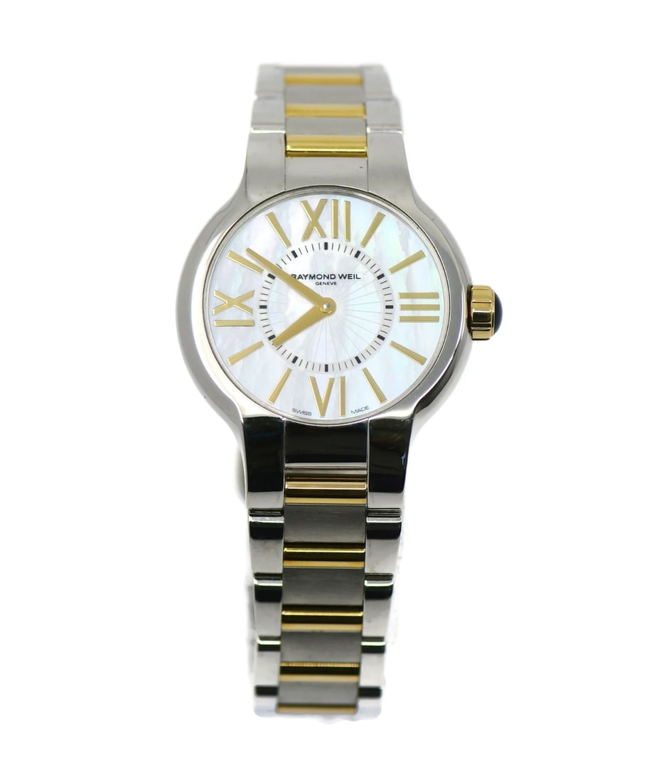 Raymond Weil Noemia Womens Wristwatch Two Tone Steel Ref 5932: Raymond Weil Noemia Womens Wristwatch Two Tone Steel Ref 5932 Raymond Weil Noemia women's wristwatch with an analog display and a two-tone stainless steel design. This pre-owned watch is made in Switz