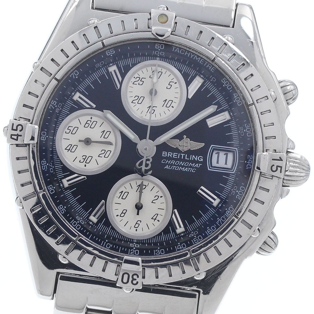 Breitling Chronomat A13350 automatic mens stainless steel date watch: Breitling Chronomat A13350 automatic mens stainless steel date watch Breitling Chronomat men's automatic wristwatch with a black dial and stainless steel case and bracelet. This watch features a date 