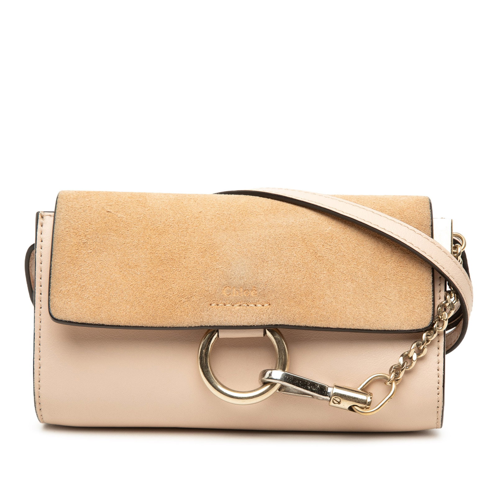 Chloe Faye Mini Crossbody Bag in Calfskin and Suede: Chloe Faye Mini Crossbody Bag in Calfskin and Suede Chloe Mini Faye chain crossbody bag in brown calfskin leather and suede. This compact design features a leather body, a chain and leather strap, a s
