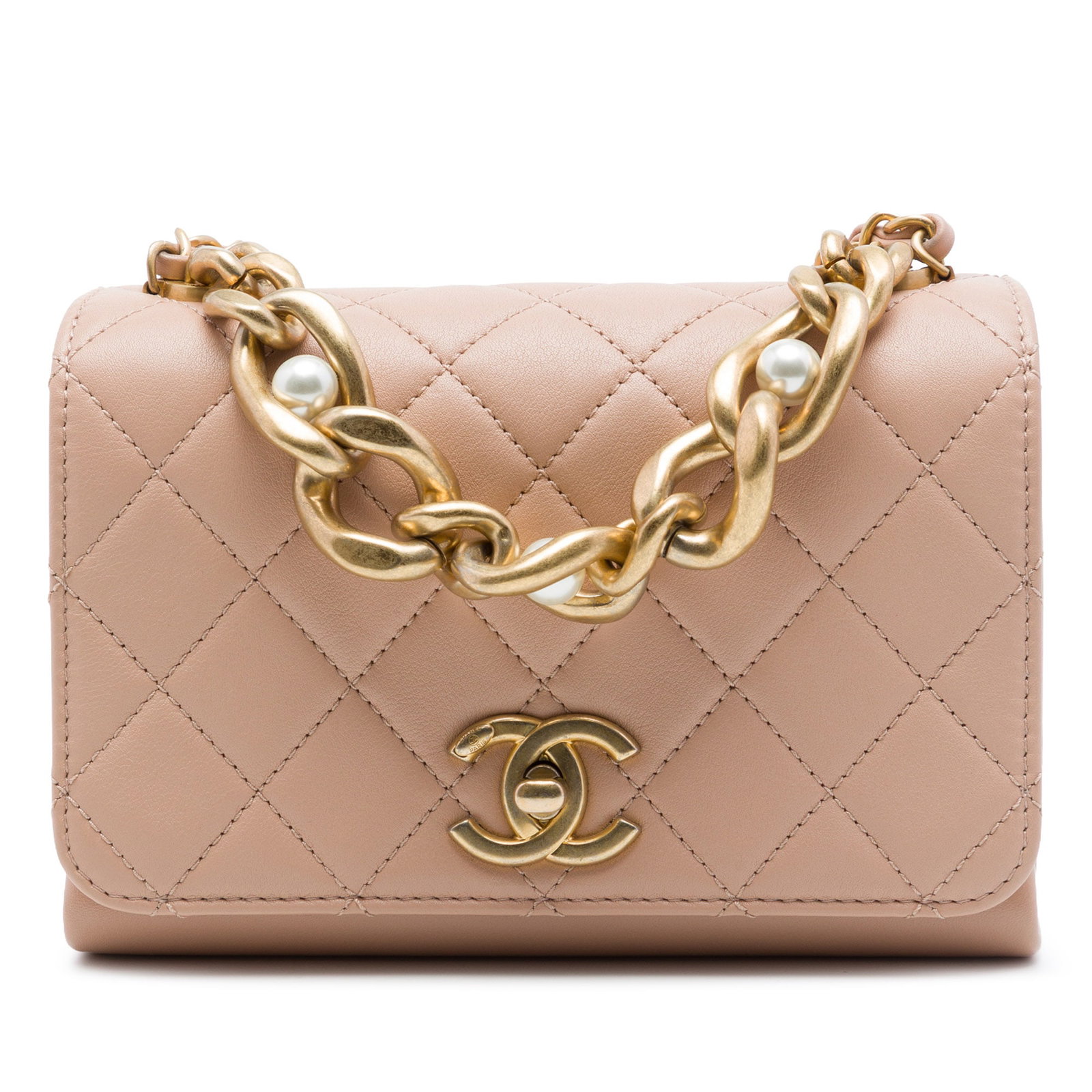 Chanel Boy Chain Flap Mini Brown Quilted Calfskin Satchel (1 of 6)