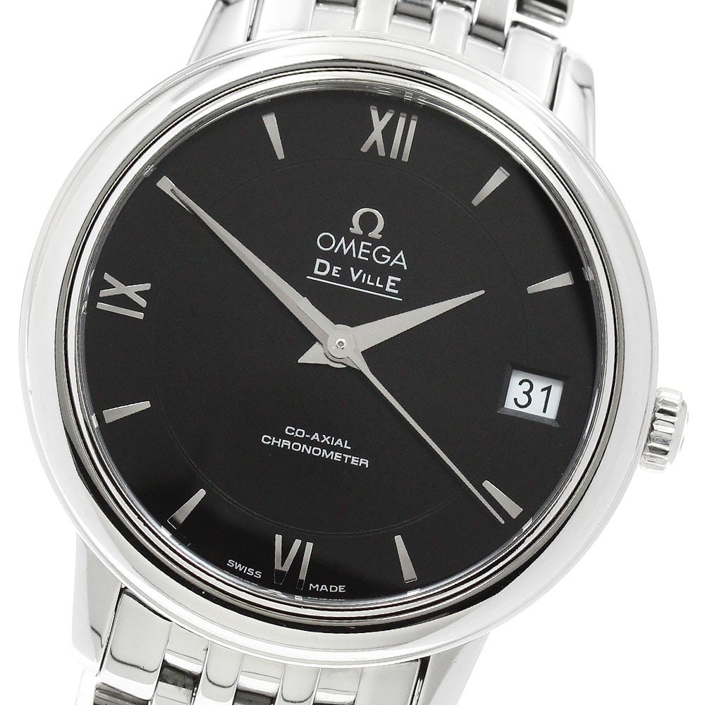 OMEGA De Ville Prestige 424.10.33.20.01.001 Womens Automatic Watch: OMEGA De Ville Prestige 424.10.33.20.01.001 Womens Automatic Watch OMEGA De Ville Prestige Co-Axial women's wristwatch with a black dial, automatic movement, and date function. This watch-only offerin