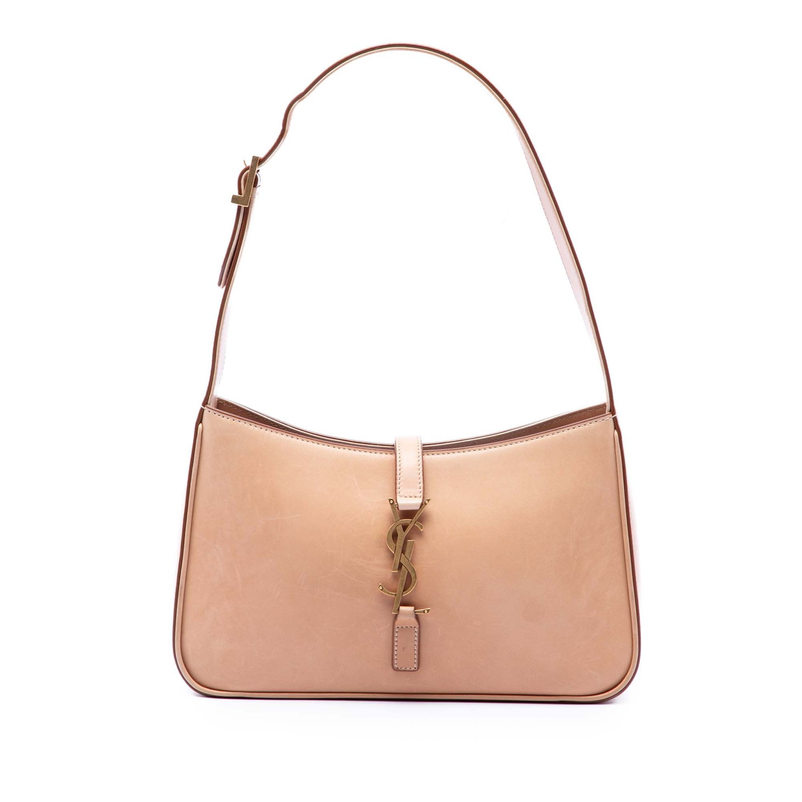 Saint Laurent Le 5 a 7 Smooth Calfskin Leather Shoulder Bag: Saint Laurent Le 5 a 7 Smooth Calfskin Leather Shoulder Bag Saint Laurent Le 5 a 7 shoulder bag in smooth calfskin leather. This bag features a leather body, a flat leather handle, a front pull-throug