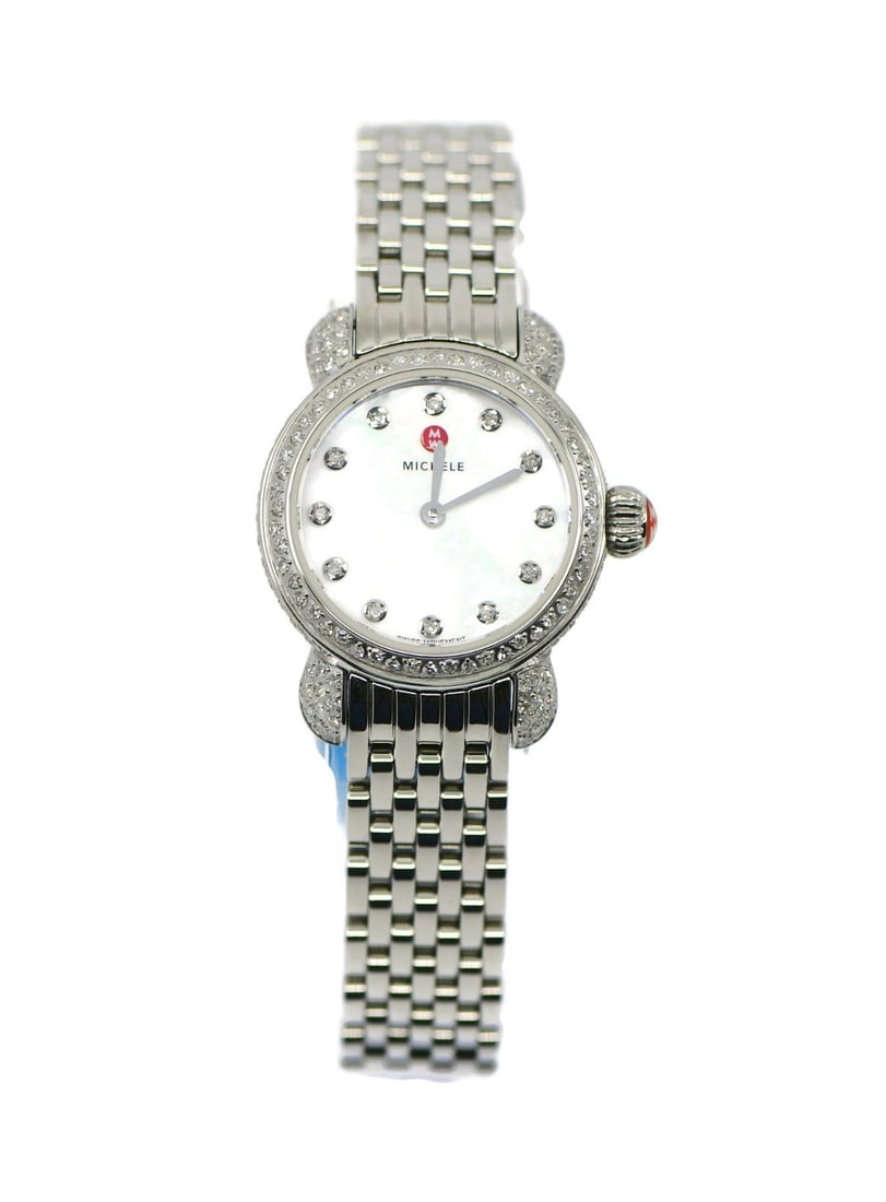 Michele CSX womens quartz wristwatch in stainless steel with diamond bezel (1 of 5)