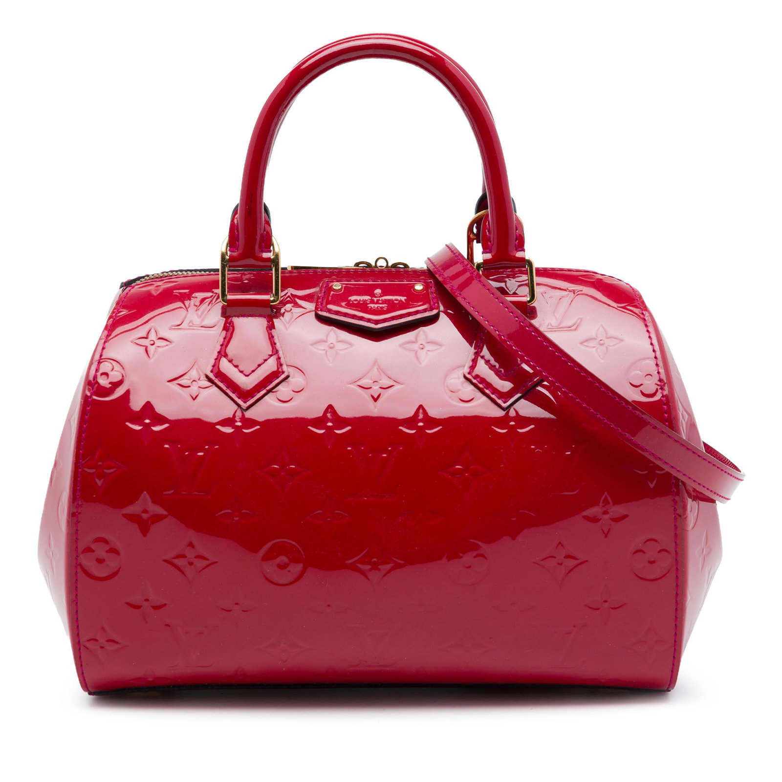 Louis Vuitton Montana Monogram Vernis Pink Leather Handbag: Louis Vuitton Montana Monogram Vernis Pink Leather Handbag This Louis Vuitton Monogram Vernis Montana bag is crafted in pink vernis leather with rolled handles, a detachable flat leather strap, a two-